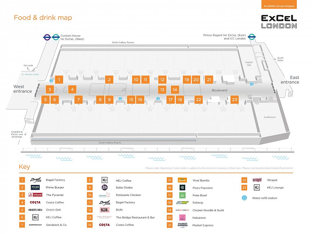 Food & Drink Retailers, Restaurants and Bars Excel London