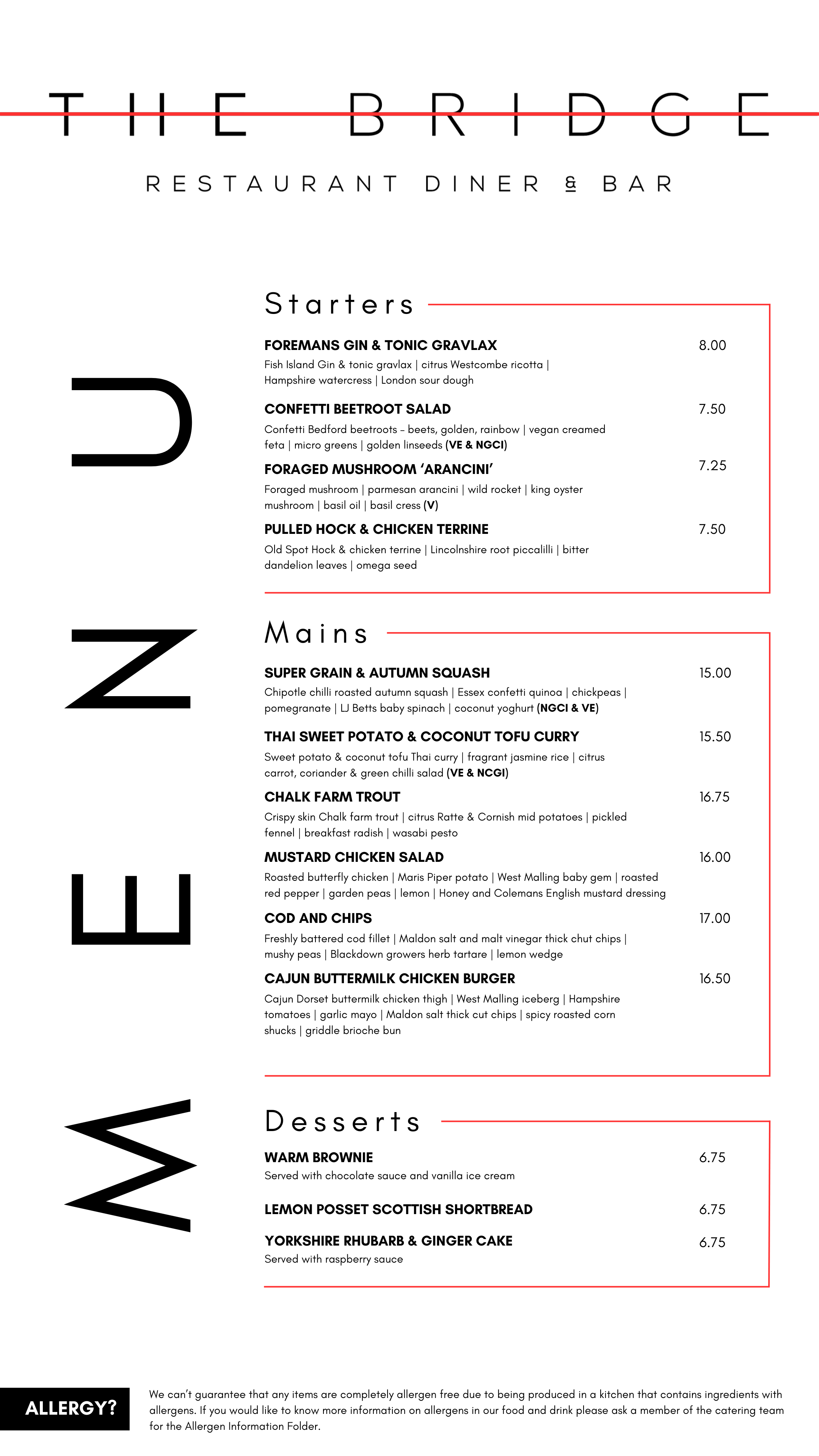 The bridge restaurant deals